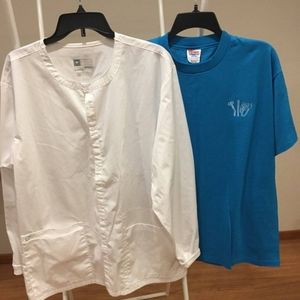 White Womens button up scrub top